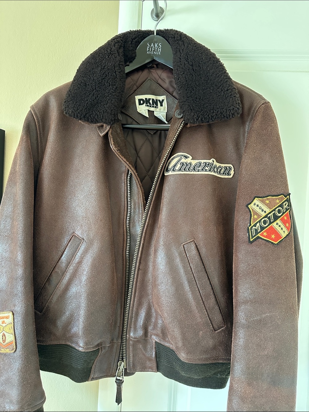 Vintage Top Gun inspired Bomber Jacket with removable Sherpa Collar and Patch De